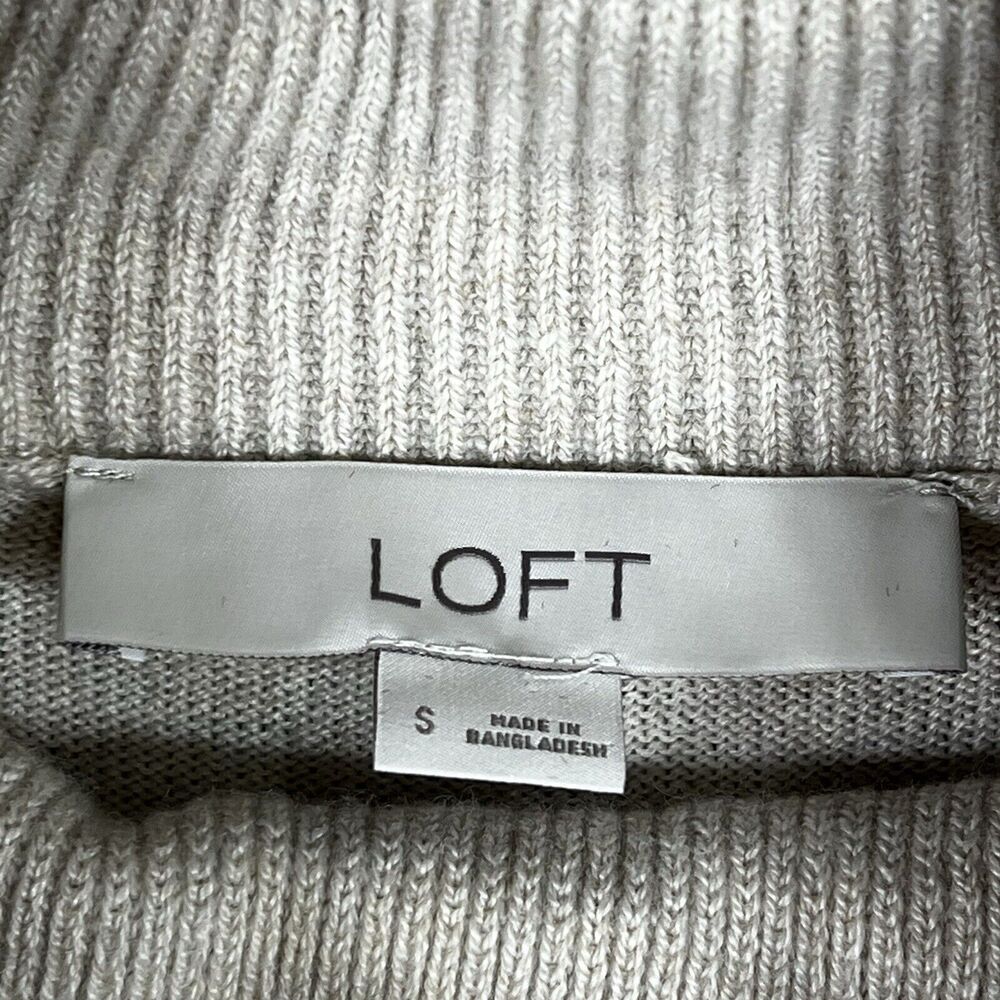 LOFT Sweater Women’s Small Beige Cowl Neck Long Sleeve Knit Pullover Tunic Top - Picture 3 of 11